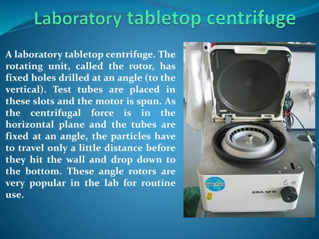 a laboratory tabletop centrifuge the rotating