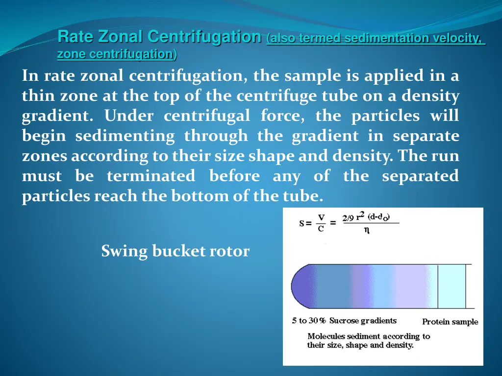 rate zonal centrifugation also termed