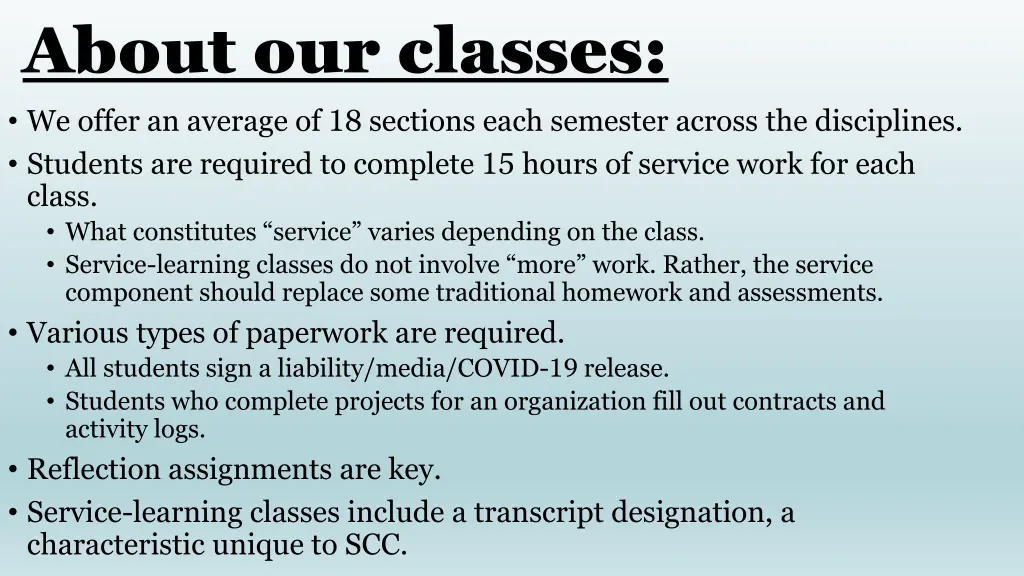 about our classes