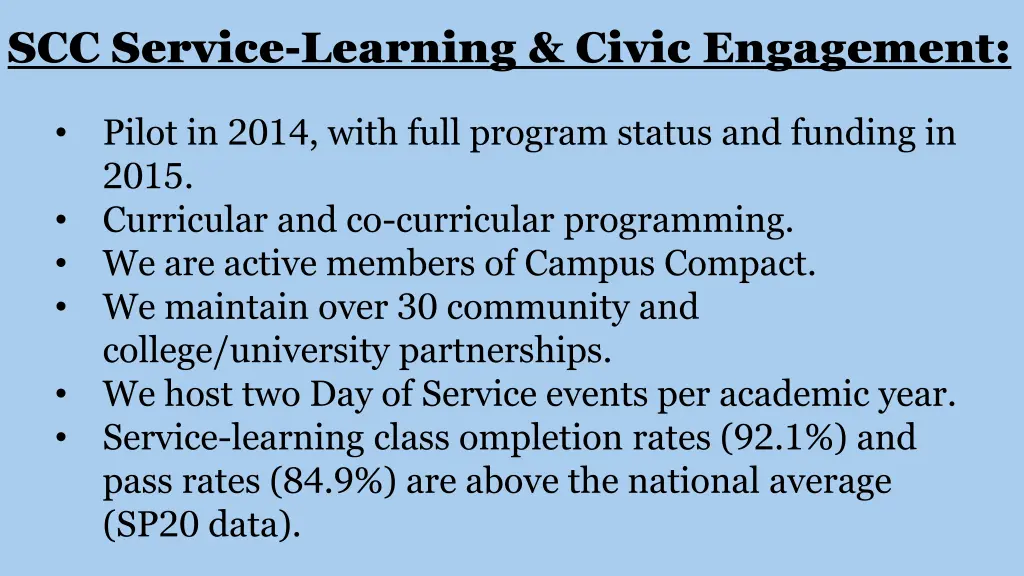 scc service learning civic engagement