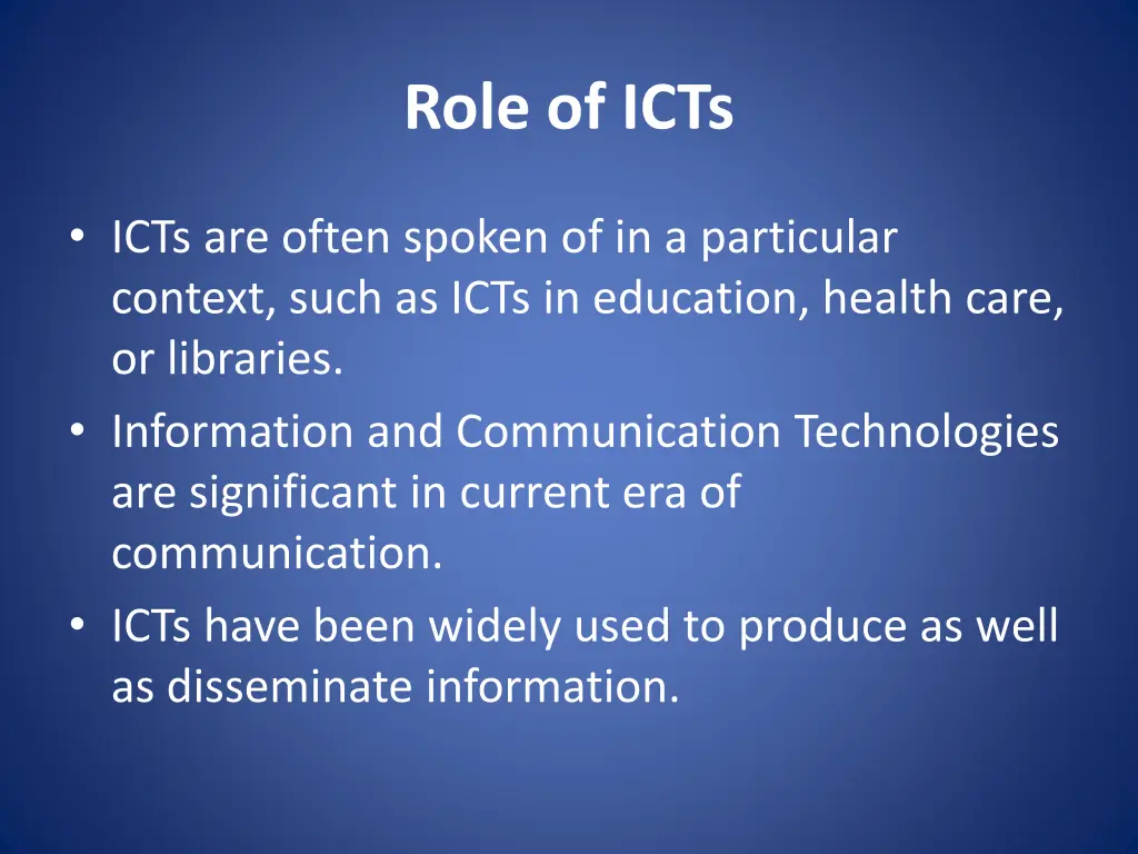 role of icts