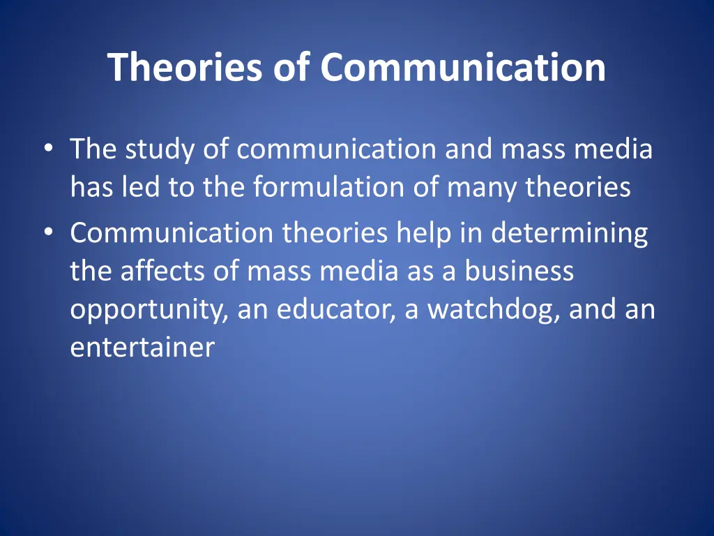 theories of communication