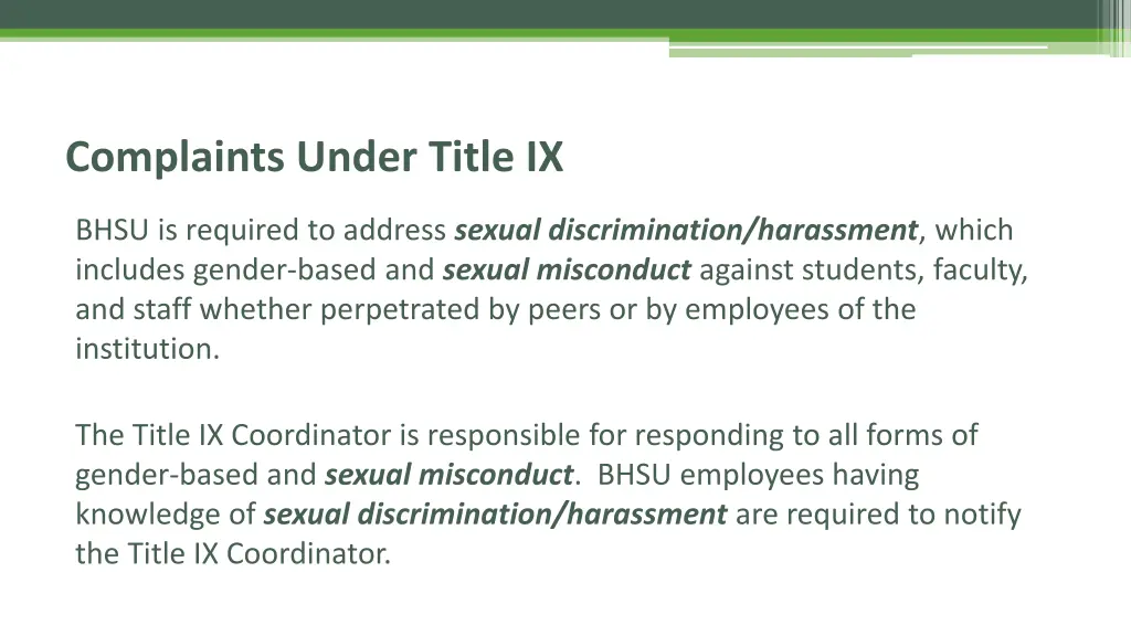 complaints under title ix