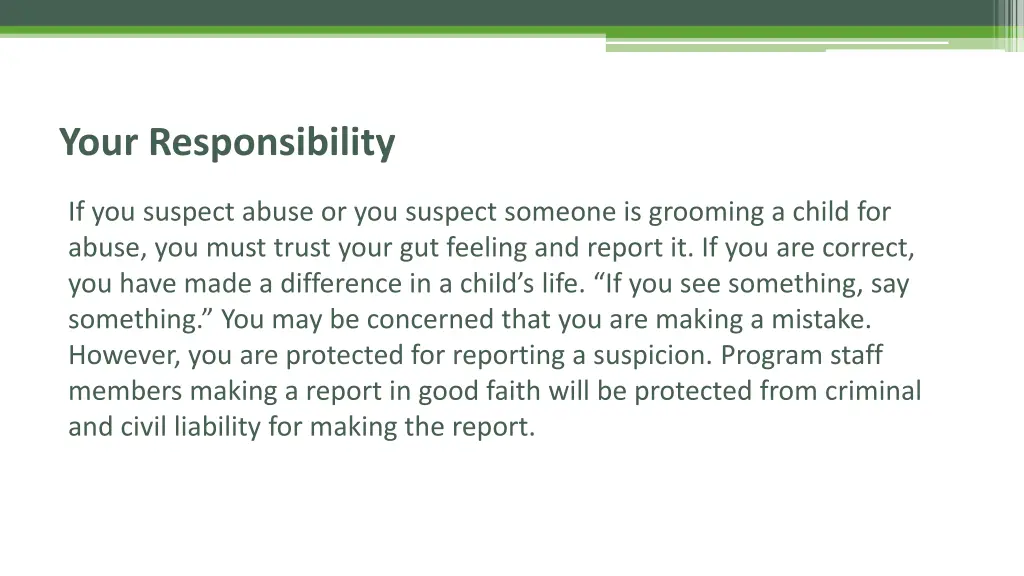 your responsibility