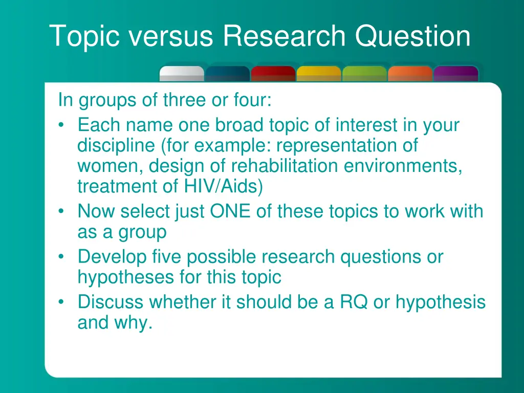 topic versus research question