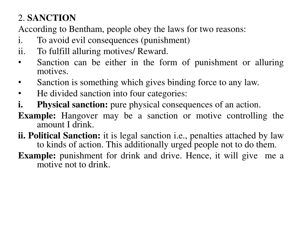 2 sanction according to bentham people obey