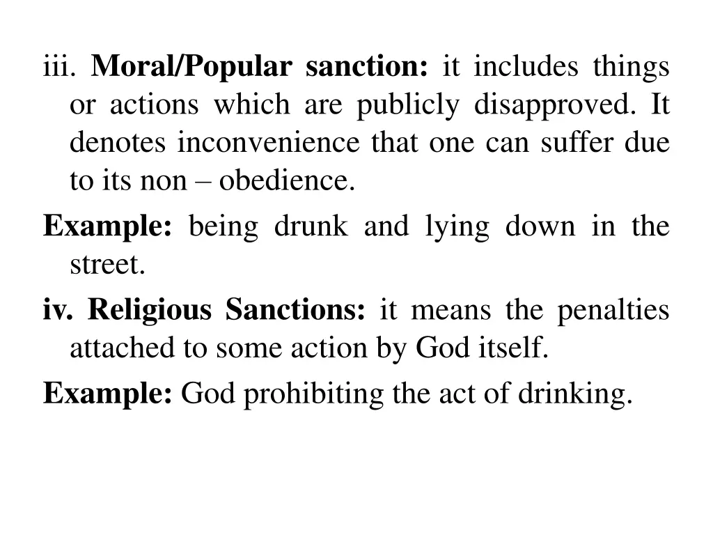 iii moral popular sanction it includes things