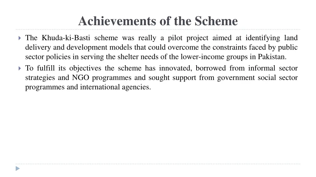 achievements of the scheme