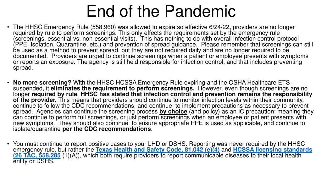 end of the pandemic