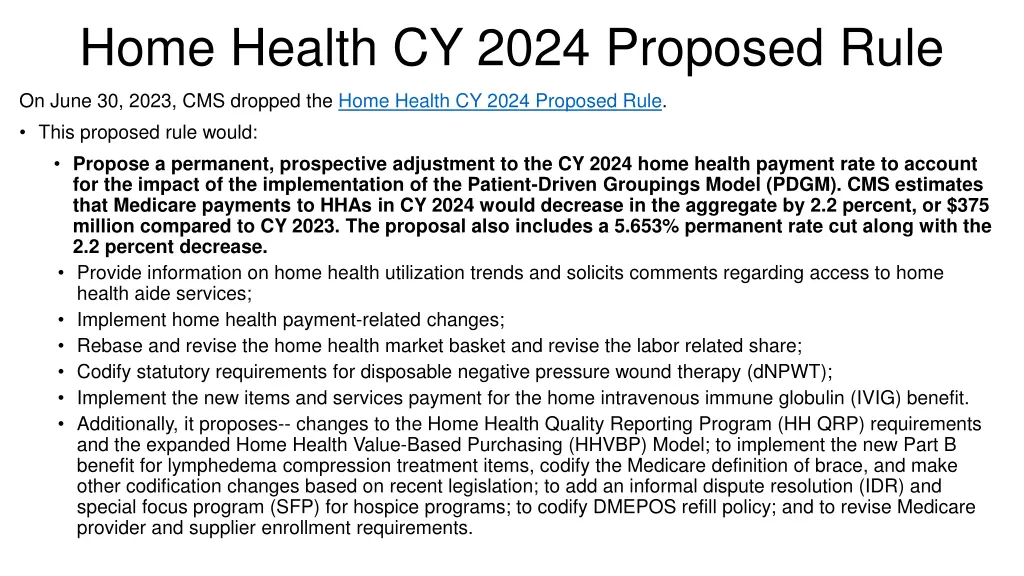 home health cy 2024 proposed rule