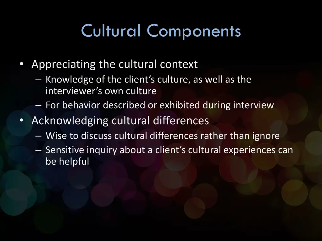 cultural components