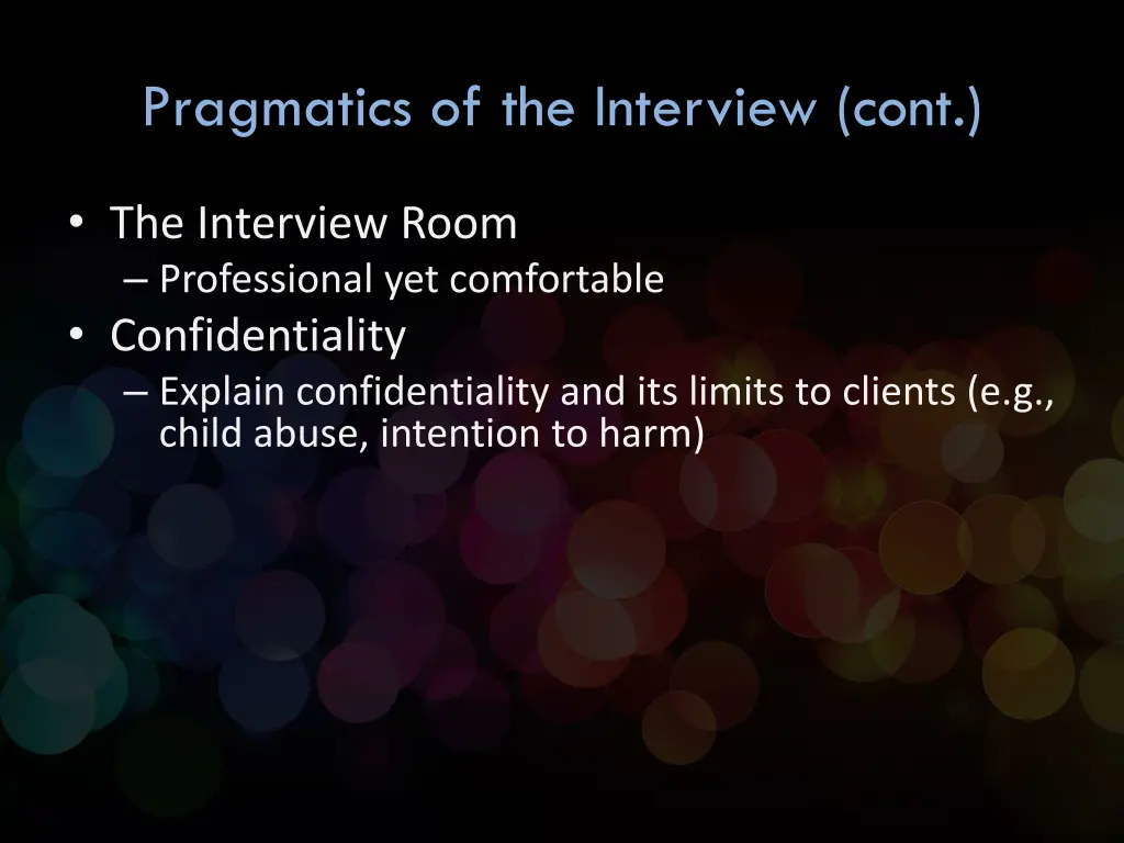 pragmatics of the interview cont