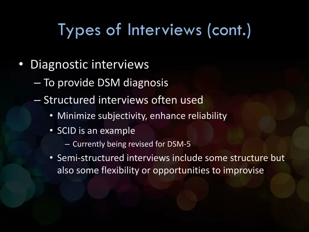 types of interviews cont