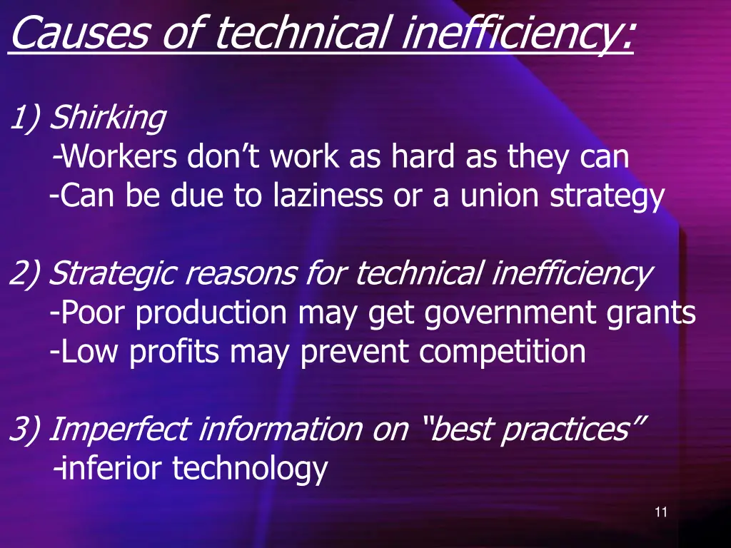 causes of technical inefficiency