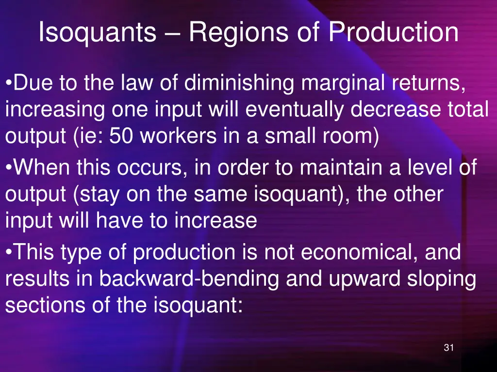 isoquants regions of production