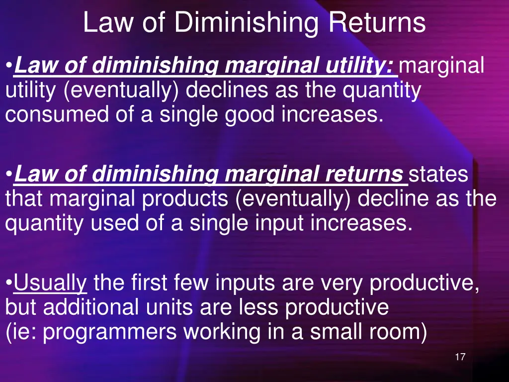 law of diminishing returns