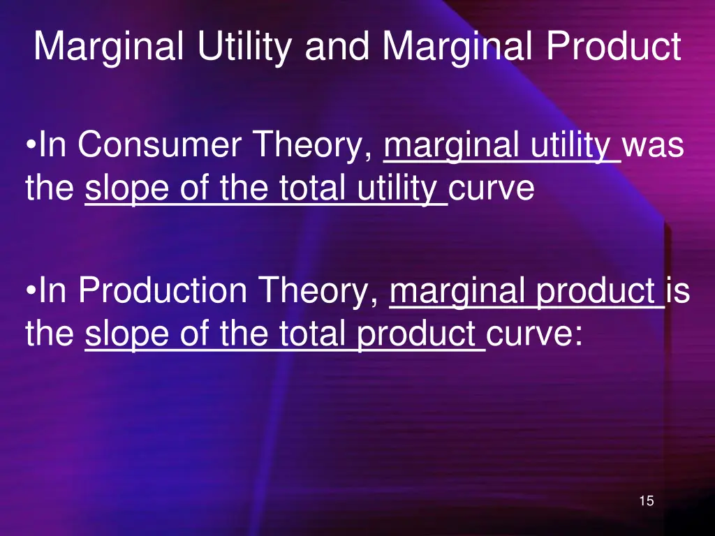 marginal utility and marginal product