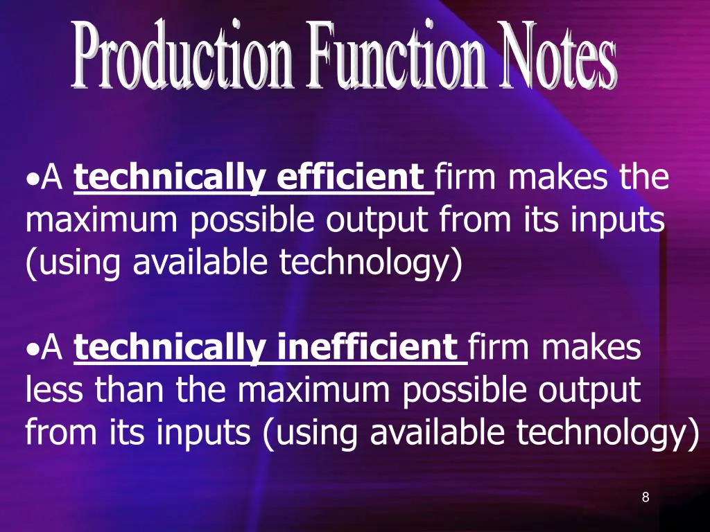 production function notes