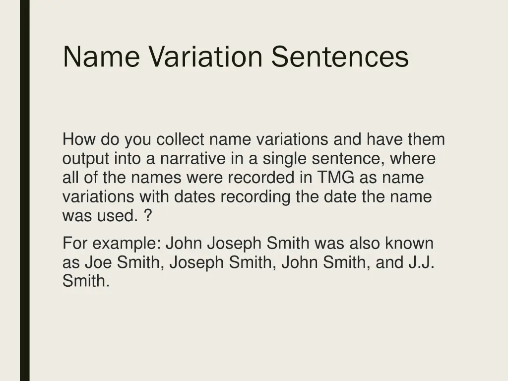 name variation sentences