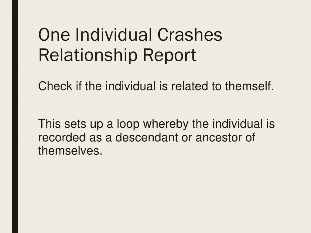 one individual crashes relationship report