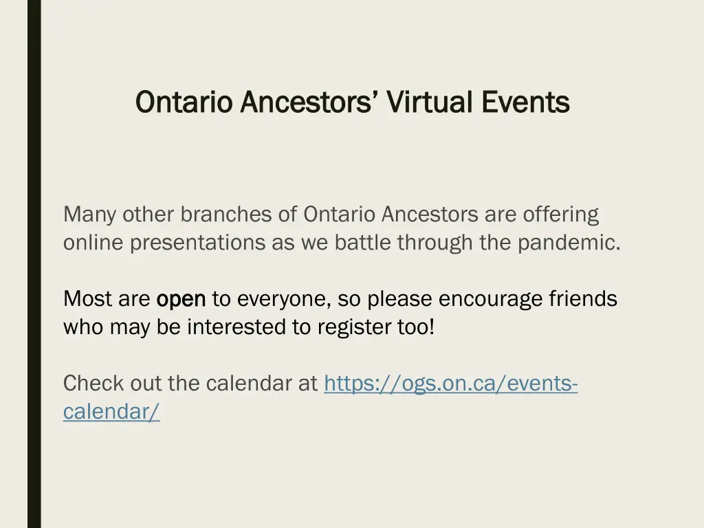 ontario ancestors virtual events ontario