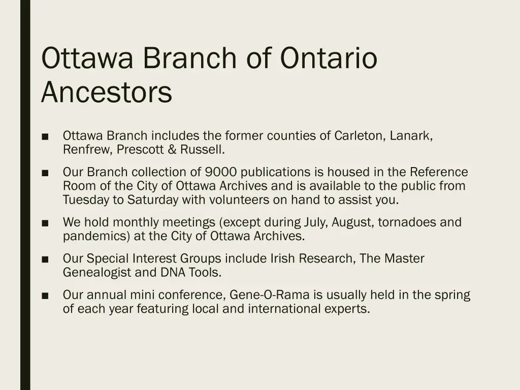 ottawa branch of ontario ancestors