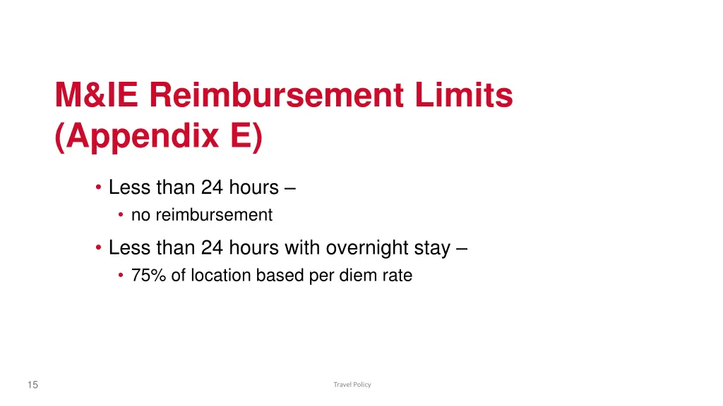 m ie reimbursement limits appendix e