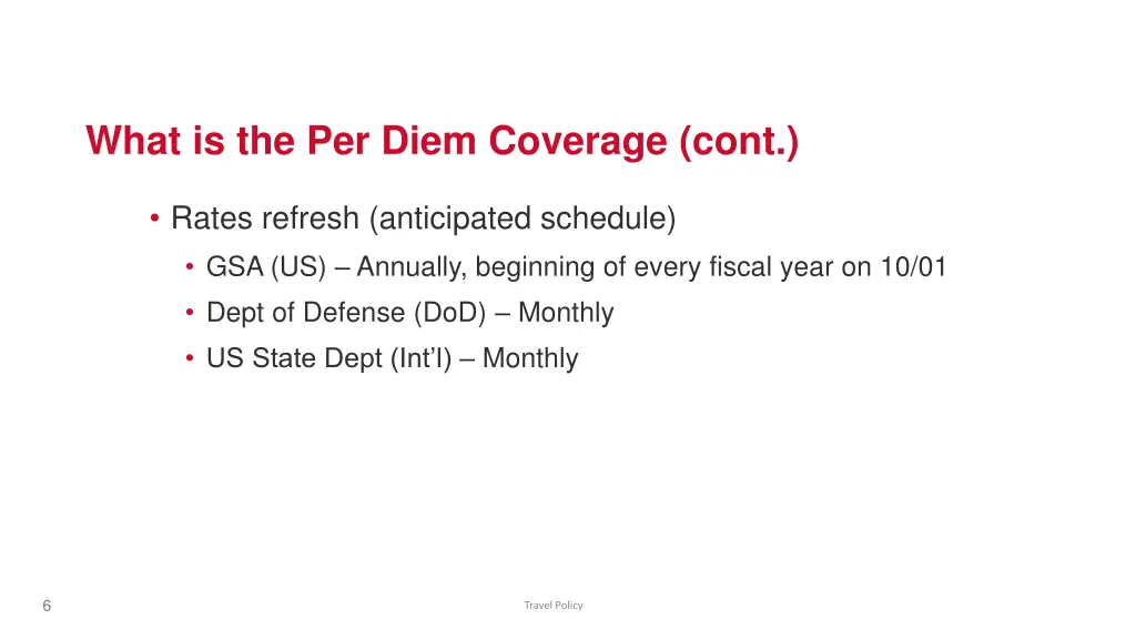 what is the per diem coverage cont