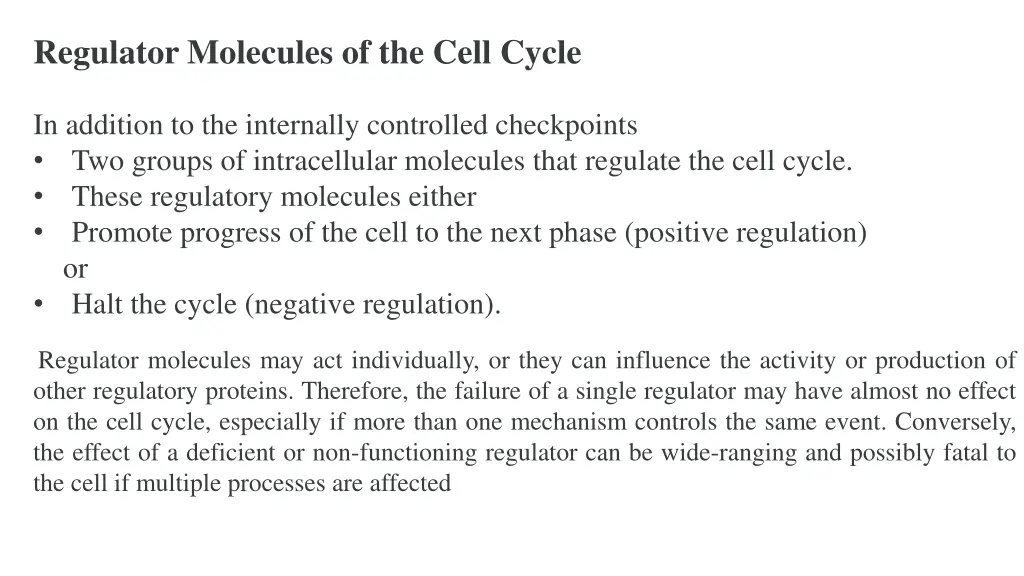 regulator molecules of the cell cycle