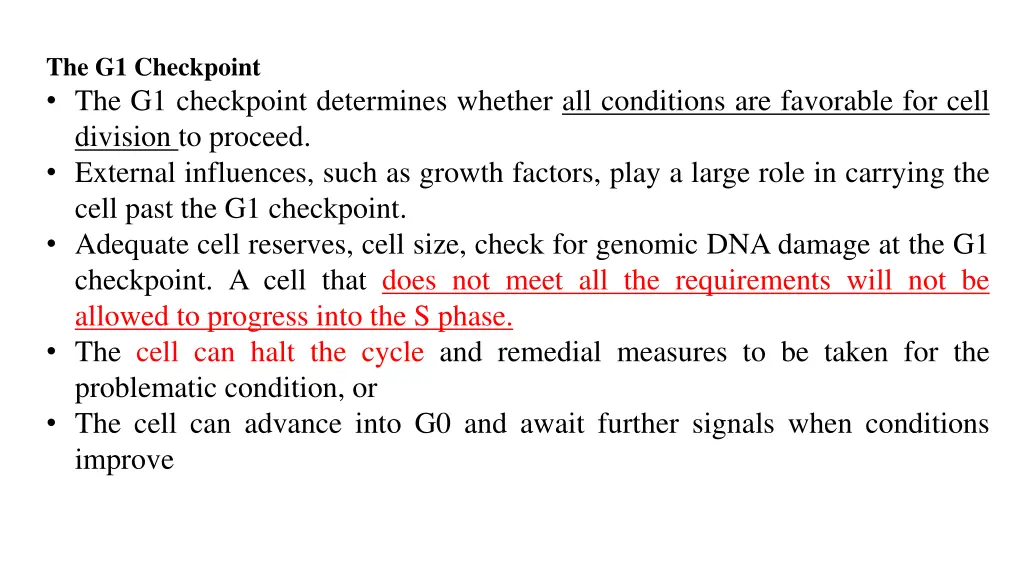 the g1 checkpoint the g1 checkpoint determines