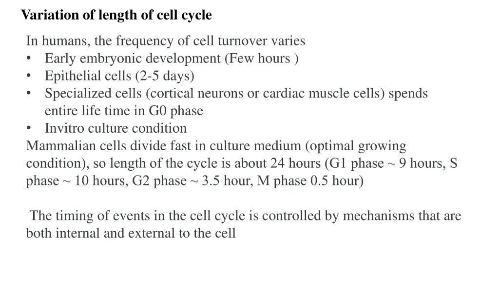 variation of length of cell cycle