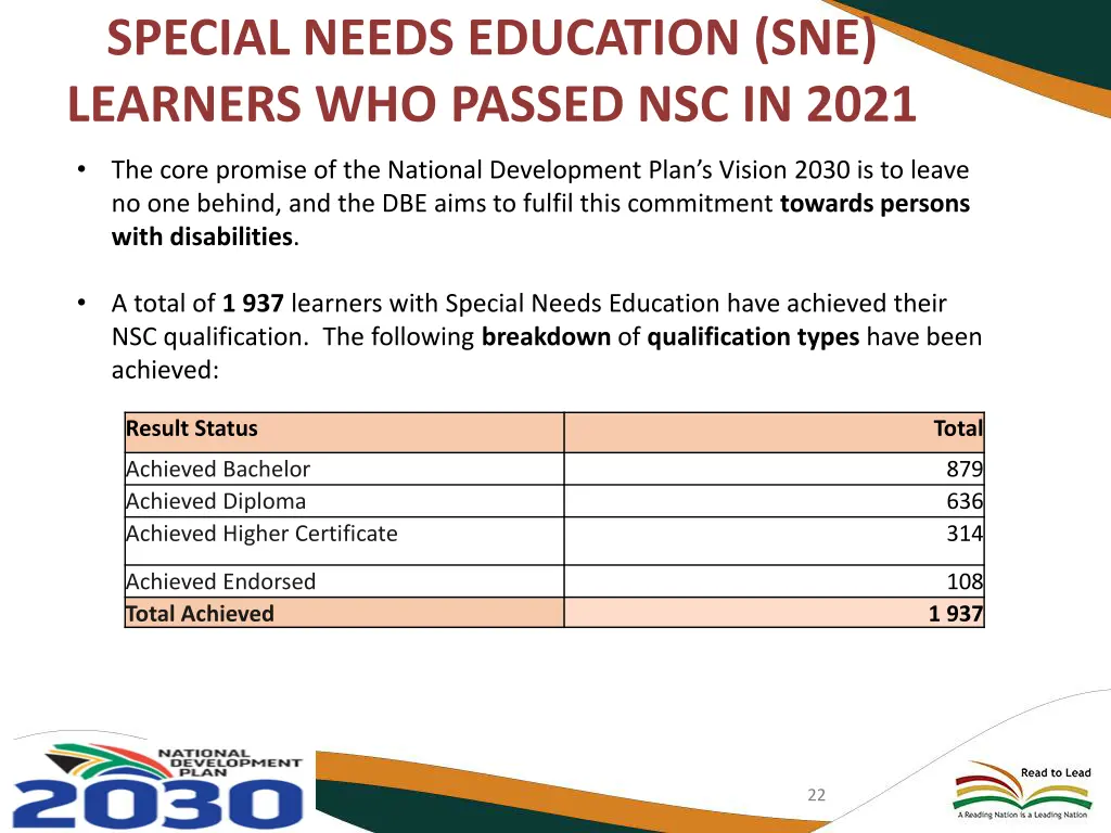 special needs education sne learners who passed