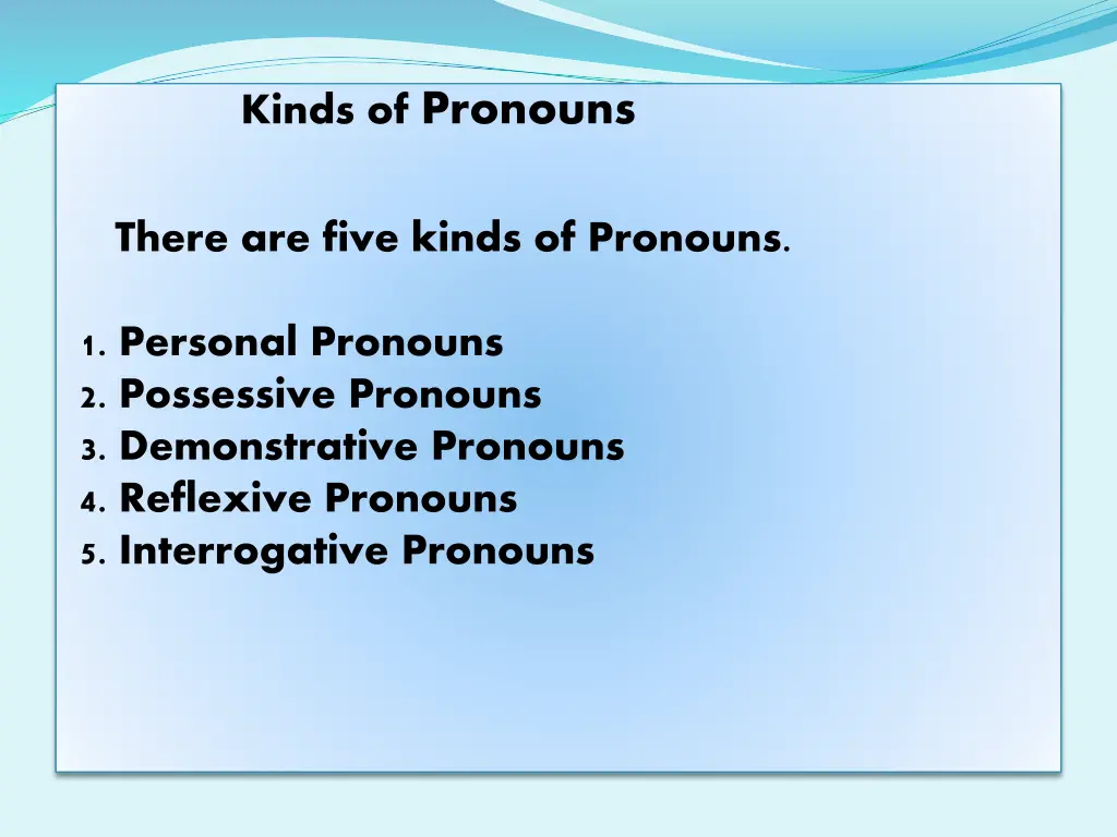 kinds of pronouns