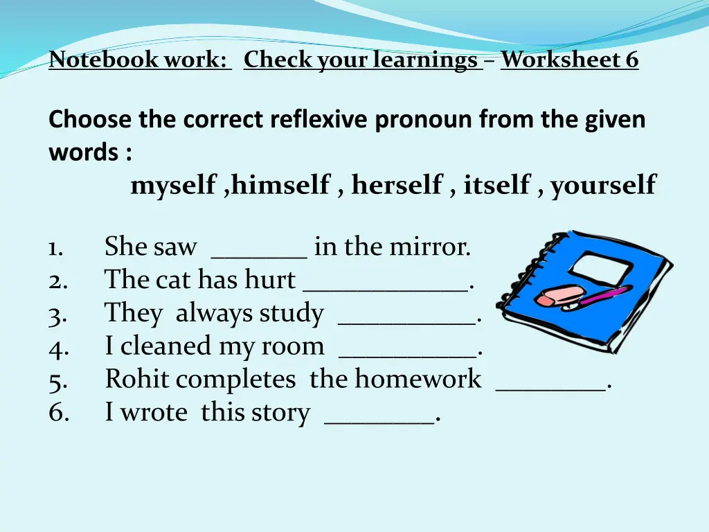 notebook work check your learnings worksheet 6