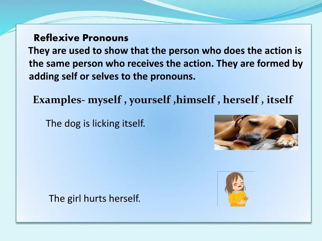 reflexive pronouns they are used to show that