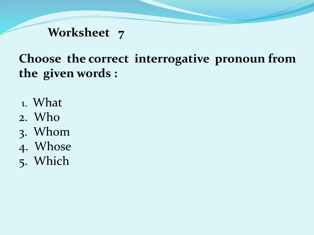 worksheet 7