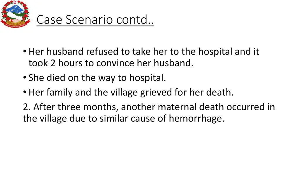 case scenario contd