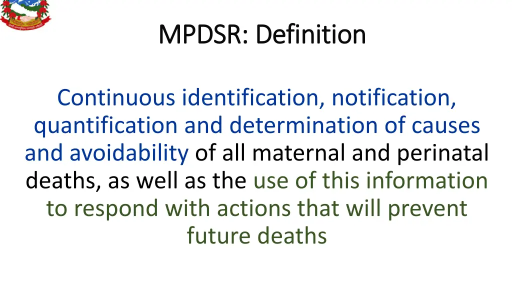 mpdsr definition mpdsr definition