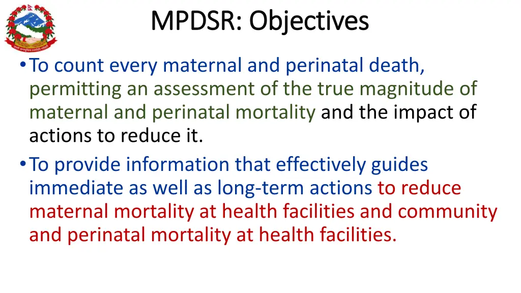 mpdsr objectives mpdsr objectives