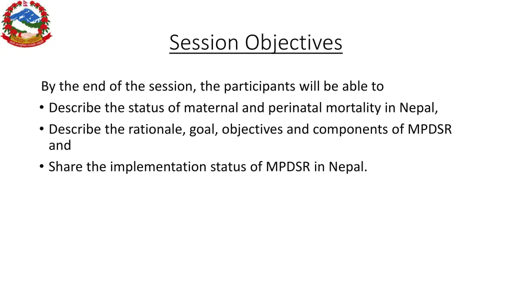 session objectives