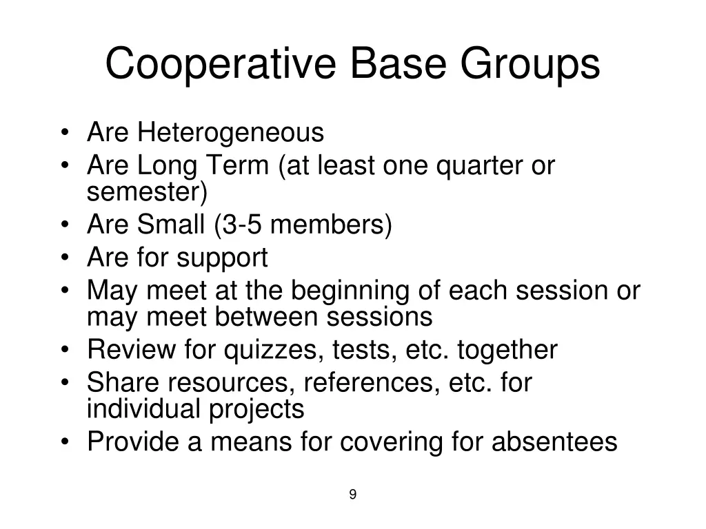 cooperative base groups