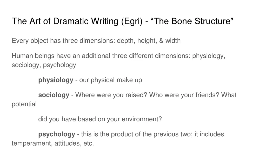 the art of dramatic writing egri the bone