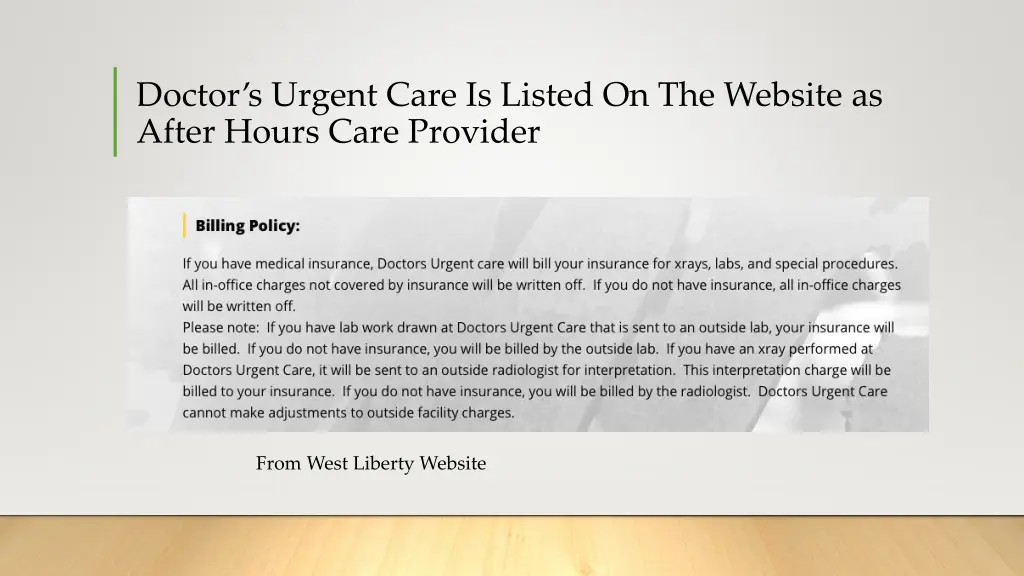 doctor s urgent care is listed on the website