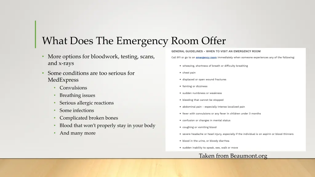 what does the emergency room offer