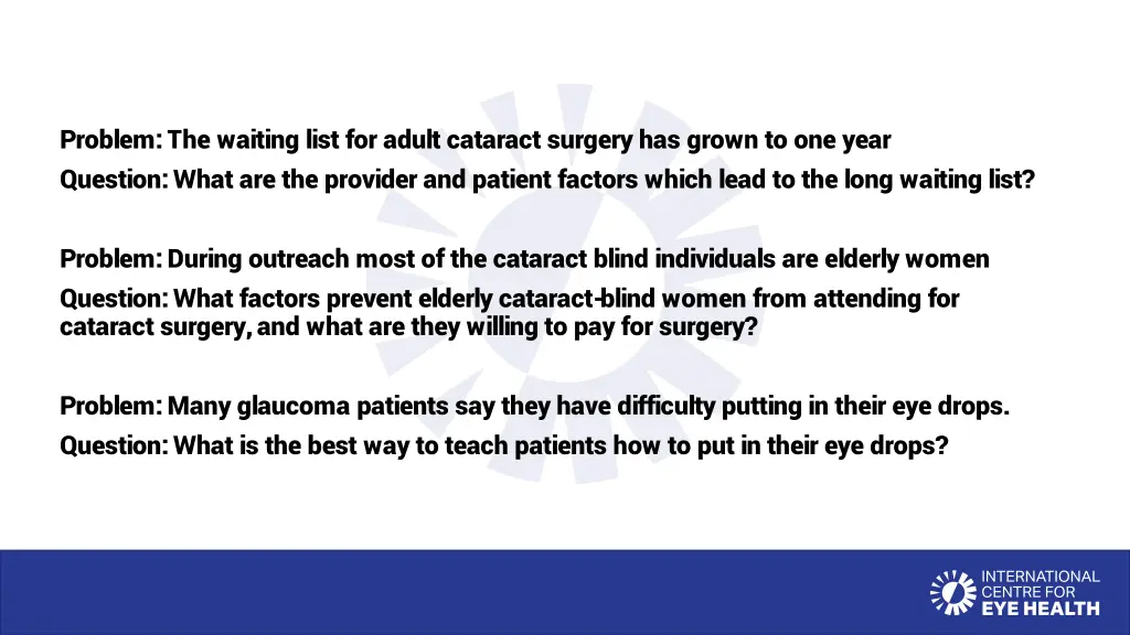 problem the waiting list for adult cataract