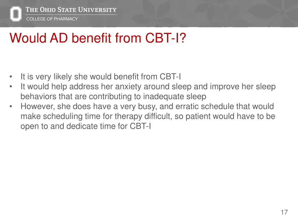 would ad benefit from cbt i