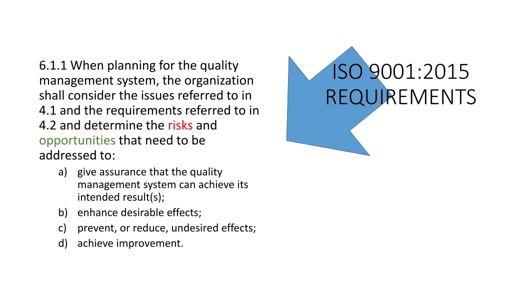 6 1 1 when planning for the quality management