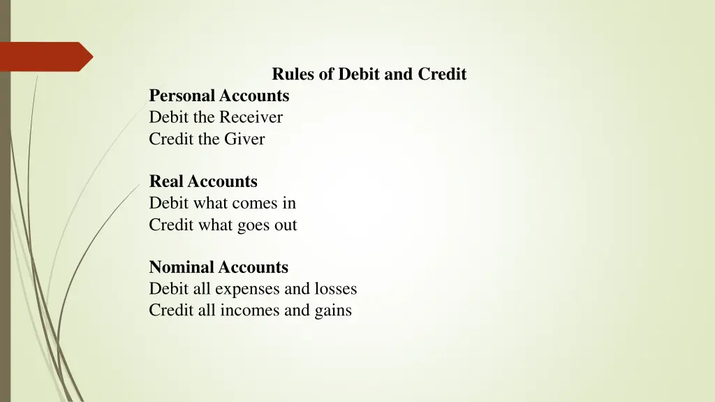 rules of debit and credit