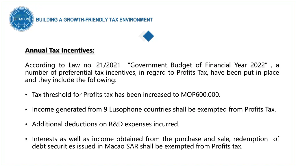 annual tax incentives