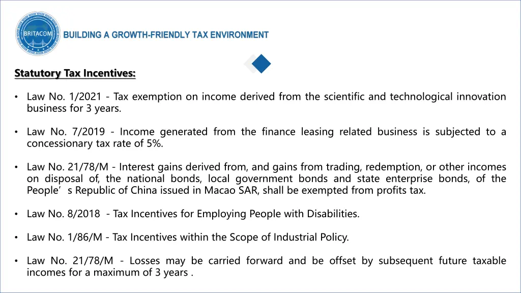 statutory tax incentives